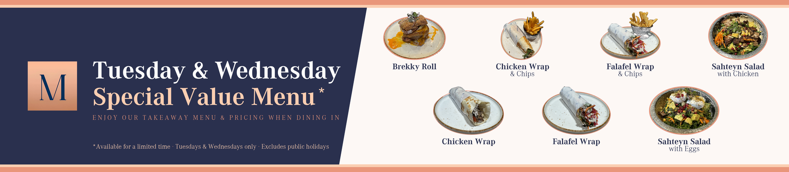 Tuesday and Wednesday Special Value Menu at MiddleSouthEast